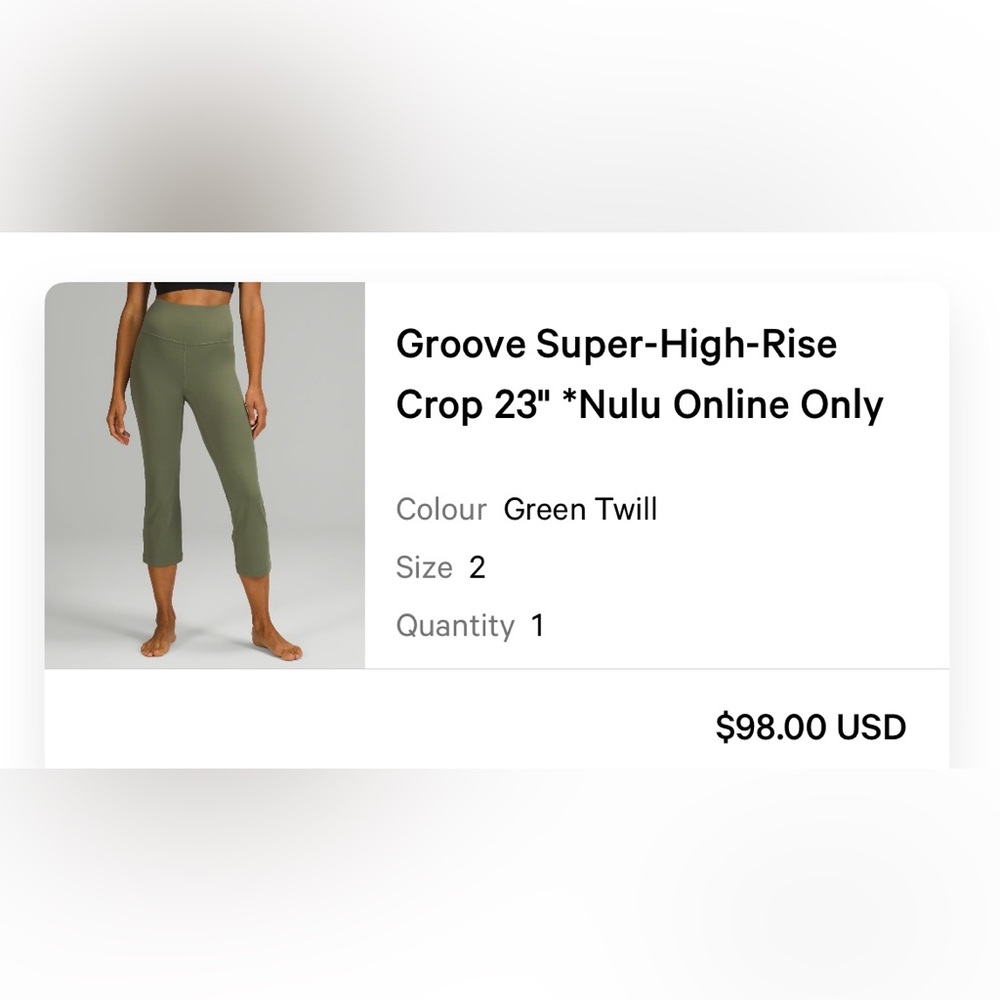 “Lululemon Groove Super High Rise Crop 23” *Nulu Onlie Only”